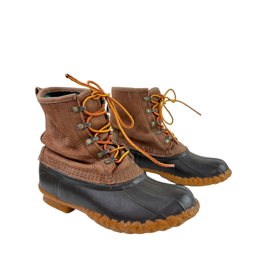 Vintage LL BEAN 'BEAN BOOTS' Leather Duck 5 eye Mid Rain Sz 7 USA MADE